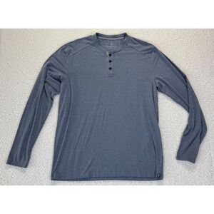Free Fly Mens Bamboo Heritage Long Sleeve Henley Shirt Heather Blue Large